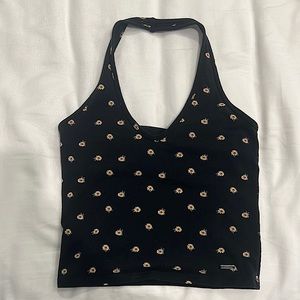 Hollister black sunflower halter top